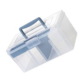 DOITOOL Multipurpose Craft Storage Box with Handle Transparent Portable Organizer for Sewing Supplies Containers Durable Material for Maximum Storage Space