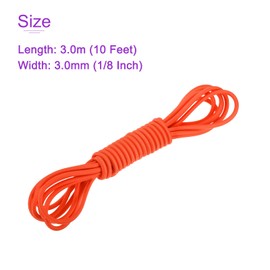 DMiotech 3mm Shock Cord, 3 M Fluorescent Orange Bungee Cord Tent Pole Shock Cord Round Elastic Kayak Rope Stretch String Marine Grade Heavy Polyester for DIY Projects Tie Downs