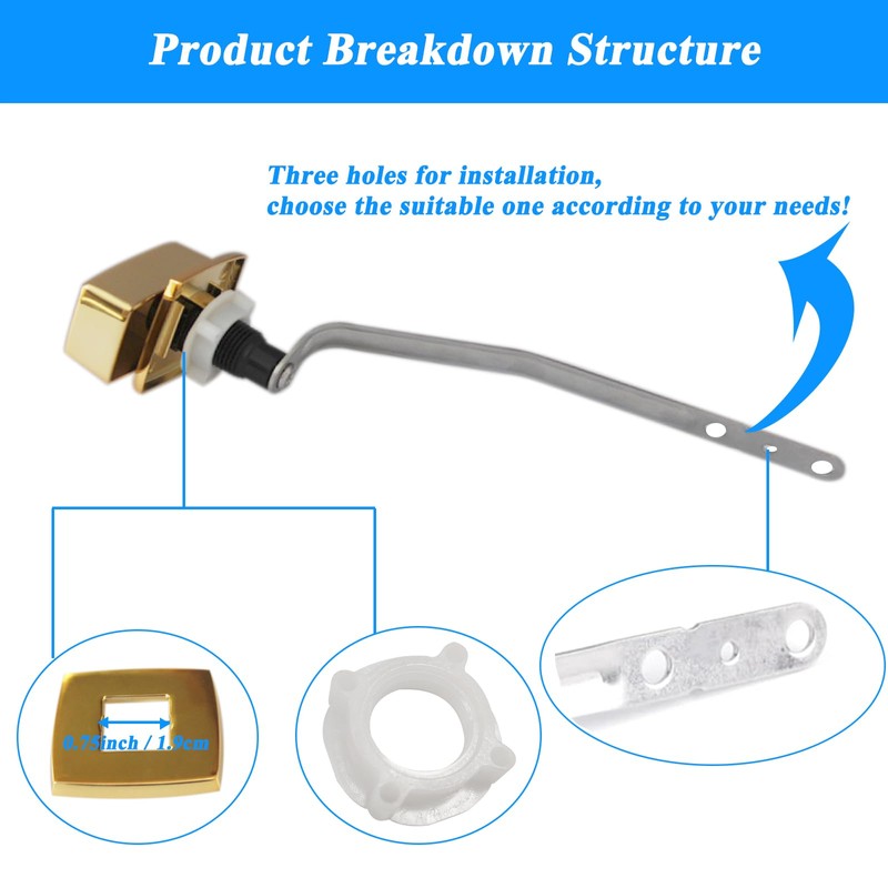 VALLVATER Toilet Flush Handle Replacement, Side Mount Toilet Tank Lever