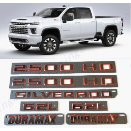 GM Auto Black Red Doors 2500HD Rear Silverado Hood Duramax 6.2L Emblem 2019-2023 2500 HD
