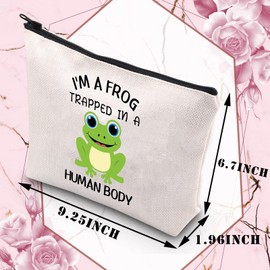 PLITI Frog Lover Makeup Bag Funny Frog Gift I'm A Frog Trapped in A Human Body Cosmetic Bag for Animal Frog Lover Gift(Frog TrappedU)