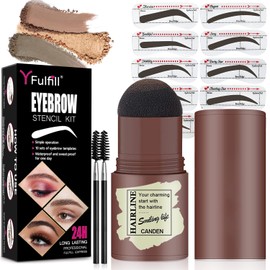 Eyebrow Stamp Stencil Kit Waterproof Ash Brown for Blonde, Eye Brow Stamping Kit with Sponge Applicator, Perfect Water Resistant Eyebrow Powder Stamp