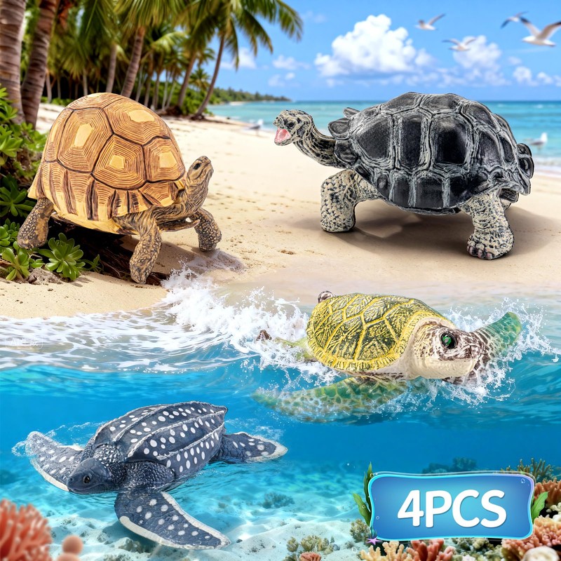 Totsmile 4PCS 5'' Large Sea Turtle & Tortoise Toys Figurines,