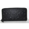 Coach CE551 Embossed Signature Black Leather Long Accordion Zip Wallet