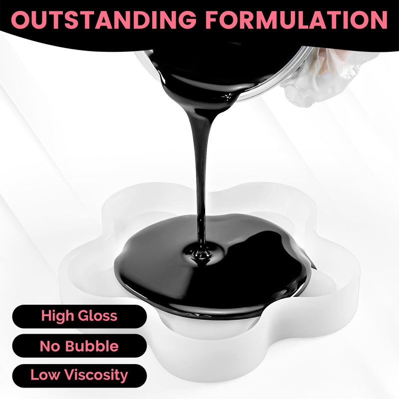 NASUBI 32OZ Black High Gloss Epoxy Resin - No Bubbles,