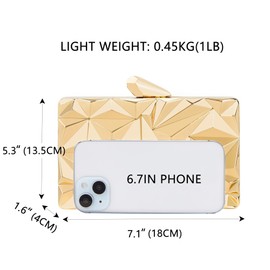 Milisente Women's Clutch Purses Metallic Bridal Party Geometric Evening Clutches Bags Cocktail Formal Handbags, 08r Gold