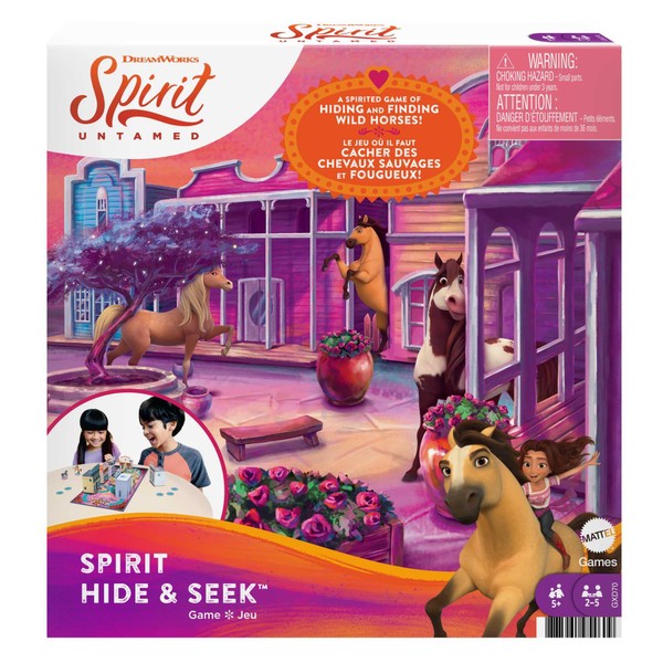 Mattel Games Spirit Untamed Hide & Seek Kids Game, Hide-and-Seek Board Game with Mini Horses & Buildings for 2, 3, 4 or 5 Players Ages 5 Years Old & Up,GXD70