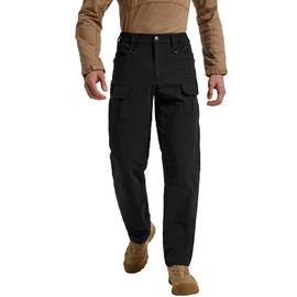 Hiwise Men's Quick Dry Cargo Pants Water Resistant Tactical Pants Lightweight Stretch Outdoor Work Hiking Pants (Black, 34WX32L)