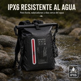 Mochila Impermeable 25L, Bolsa Seca Impermeable IPX6 de PVC, Dry Bag con Separación Húmeda y Seca, Correas Desmontables, 3 Formas de Llevar, para Playa, Pesca, Camping, Kayak y Natación (Verde)