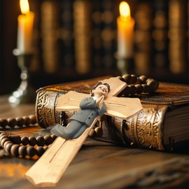 ENNAS - Regalos de bautismo para niños, cruz de niño rezando de 8 pulgadas para decoración de pared, adornos religiosos para la primera comunión, decoración del hogar de resina