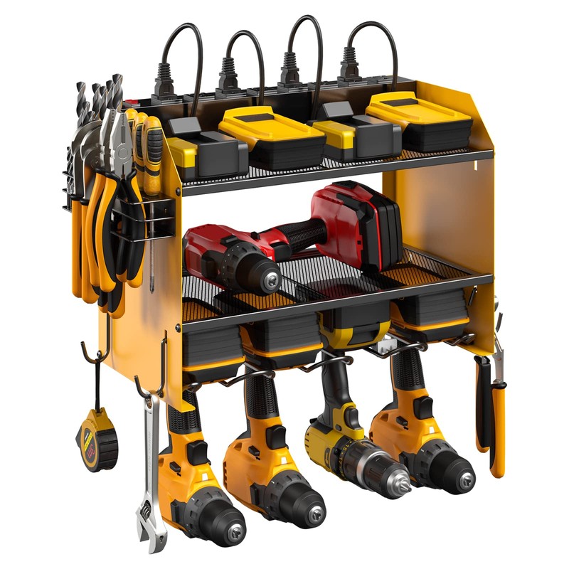 CCCEI Wall Mount Modular Tool Charging Organizer, Yellow, 1 Pack,