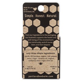 Portland Bee Balm All Natural Handmade Beeswax Based Lip Balm, Unscented 3 Count