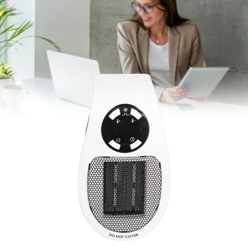 500W Black and White Mini Electric Heater Portable Wall Mounted