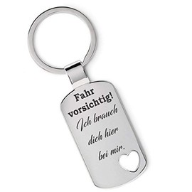 Lieblingsmensch Keyring Model: Fahr vorsichtig - ich brauch dich (German language version) Silver
