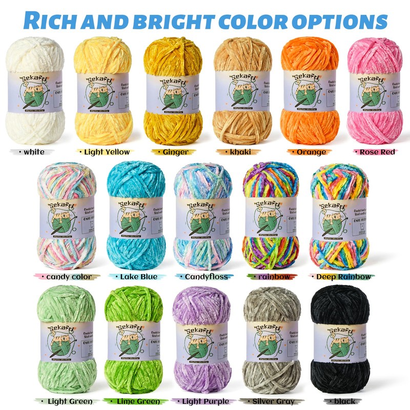 Fuzzy Chenille Yarn for Crocheting,Velvet Baby Blanket Yarn for Crocheting,Soft