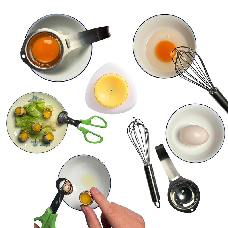 5PCS Quail Egg Scissors, Egg Yolk Separator, Stainless Steel Whisk,
