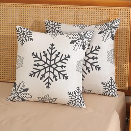 GOLIANDA Christmas Pillow Covers 18x18 Set of 2 Christmas Decor Linen Pillowcase Winter Snowflake Decorations Xmas Throw Pillows Holiday Decor Outdoor Cushion Covers for Couch Home Decor