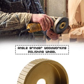 OTOTEC Tungsten Carbide Wood Grinding Wheel Woodworking Sanding Carving Shaping Disc for Angle Grinder Attachment Tool - Golden