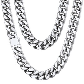 ChainsHouse 316L Stainless Steel Miami Cuban Link Chain 14mm 24inch Heavy Curb Chain Necklace Hip Hop Jewelry Gift for Men Women