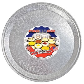 PACTOGO 16" Round Flat Aluminum Foil Cater Trays with Clear Dome Lids - Disposable Stackable Serving Platters for Parties, Holidays, Events, and Buffet (Pack of 5 Sets)