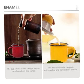 GRIRIW 3Pcs Vintage Enamel Cups Heat Resistant Handheld Mugs Colored Small Cups for Tea Milk and Easy to Clean Retro Design for Home