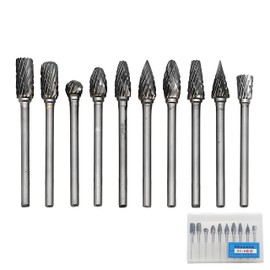 AMSAMOTION Carbide Burr with Double Cut, Carbide Rotary Cutter Set End Mill with 1/8 Inch Shank, Drill Bit, DIY Woodworking, Carving, Metal Polishing, Engraving and Drilling