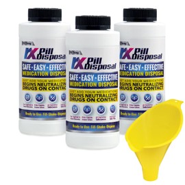 RX Pill Disposal, Starts Working on Contact, Easy, Safe, Effective, Prescription Drug Destroyer with Easy-to-Use Funnel (Pack of 3 with Funnel)