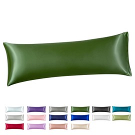 Satin Body Pillow Cover, Dark Green Silky Cooling Satin-Silk Body Pillow Cases with Envelope Closure (20x54, Dark Green)