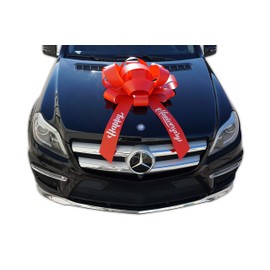 CarBowz Big Car Bow, Happy Anniversary, Giant 30" Bow, Non Scratch Magnet, Weather Resistant Vinyl (Red)