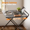 Huuger Folding Desk with 3-Level Adjustable Height and Tablet Slot,