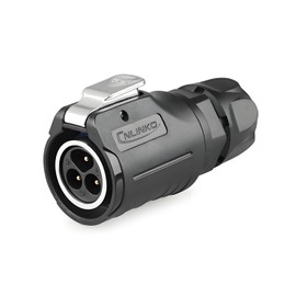 CNLINKO LP-16 3 Pin Circular Connector Single Hole Kit - IP68 Waterproof Male and Female Aviation Plug with PBT Plastic Housing, M16 Quick Plug (3 Pin)