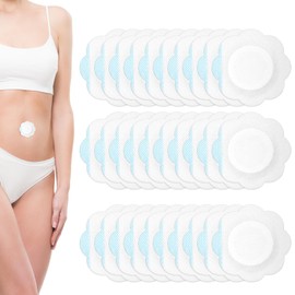 30pcs Castor Oil Belly Button Pack Wrap, 2.76in Self-Adhesive Non-Reusable Highly Absorbent Non-Woven Fabrics Castor Oil Pad Cover Navel Sticker Only Patches No Need Wash(Flower-Shaped Style)