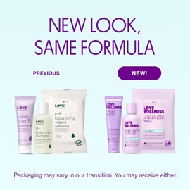 Love Wellness- Crema Comfy, limpiador y toallitas que equilibran el pH Hidratante para la vulva, toallitas femeninas y set de lavado Nouris