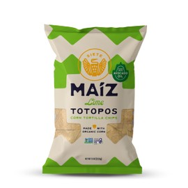 Siete Maiz Totopos Corn Tortilla Chips | Lime | Gluten Free | Vegan Snacks | Non GMO & Organic Corn Chip | Made with Avocado Oil | Preservative Free | 7.5 Oz. Bag (Pack of 6)