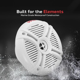 Pyle 7.7" Dual Marine Speakers - 2 Way Full Range Stereo Sound Reproduction, Marine Grade Weather Resistant Construction w/ 280 Watt Power, Polypropylene Cone, Santoprene Surround, 1 Pair (White)