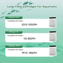 Aquarium 6 Pack Medium Filter Cartridges with Zeolite, Compatible with Whisper Filters 10i, IQ10, PF10 Power Filters