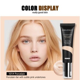 Oil Control Concealer Liquid Foundation for Long Lasting Makeup Foundation for all skin tones Gentle moisturizing natural skin tone liquid foundation Flawless Lightweight - Color: 101Porcelain