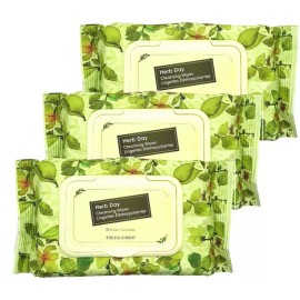 The Face Shop 1+1+1 더페이스샵 허브데이 클렌징 티슈70매(3개) [2개] 1+1+1 The Face Shop Herb Day Cleansing Tissue 70 Sheets (3 Pack) [2 Packs]