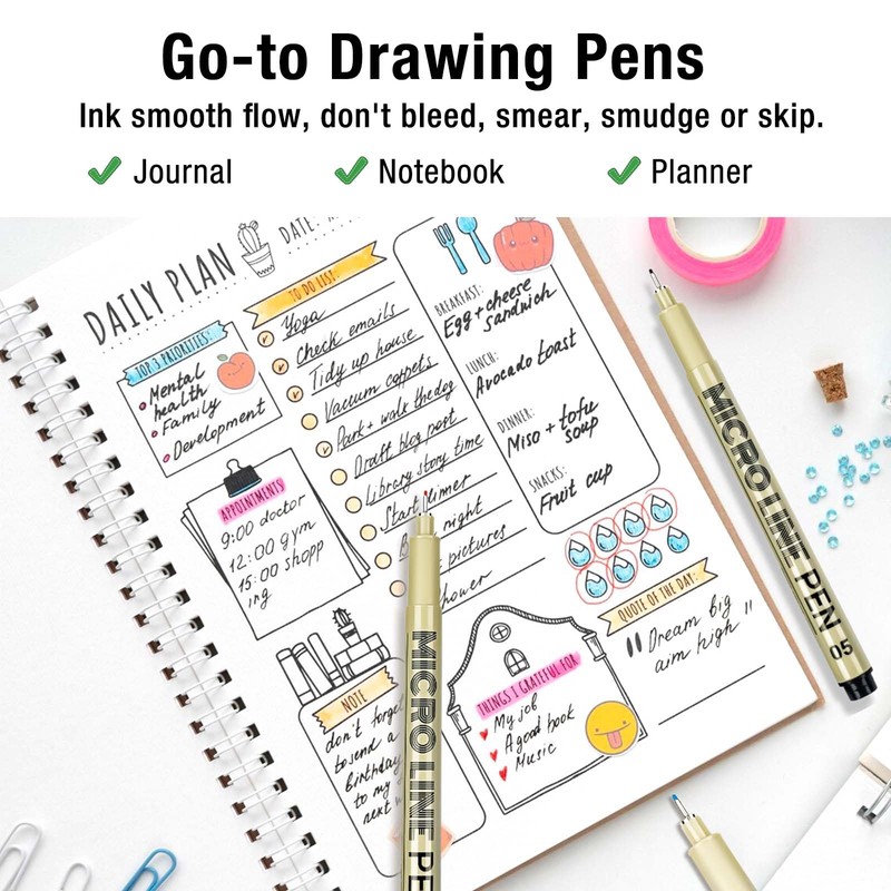 KERIFI 05 Micro Fineliner Drawing Art Pens: 12 Colors 0.45mm