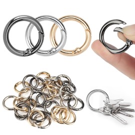 Pack of 30 Round Carabiner Hooks, O-Round Carabiner, Carabiner Ring, Outer Diameter 28 mm, Round Carabiner Hook for DIY Bag, Jewellery, Key Ring, Dog Lead, 3 Colours