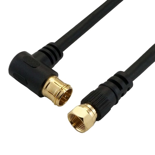 HAT30-337LSBK Antenna Cable, S-4C-FB Coaxial, 9.8 ft (3 m), Compatible with 4K/8K Broadcasting (3,224 MHz)/BS/CS/Terrestrial Digital/CATV, Black, L-Shaped Plug-In Type/Screw Type Connector