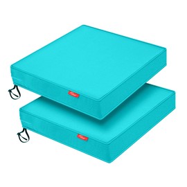 Pcinfuns Outdoor Chair Cushion 22 x 22 x 3 Inch Water Resistant & Fade Resistant Patio Furniture Cushions with Removable Cover and Adjustable Straps Set of 2,Peacock Green