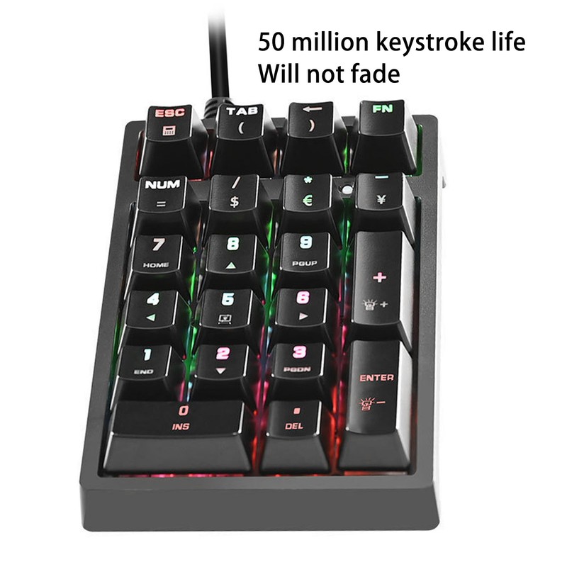 Mechanical Numeric Keypad Wired 21 Keys Blue Switch Color LED