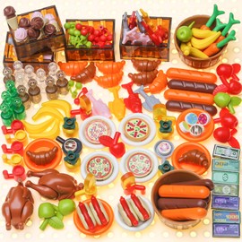182pcs City-Food-Parts-Set Play with Friend, House Kitchen Restaurant Farm Picnic-Barbeque Toy Party MOC Accessories Building Block Bricks