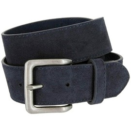 Square Buckle Casual Jean Suede Leather Belt 1 1/2" Wide (Navy, 34)