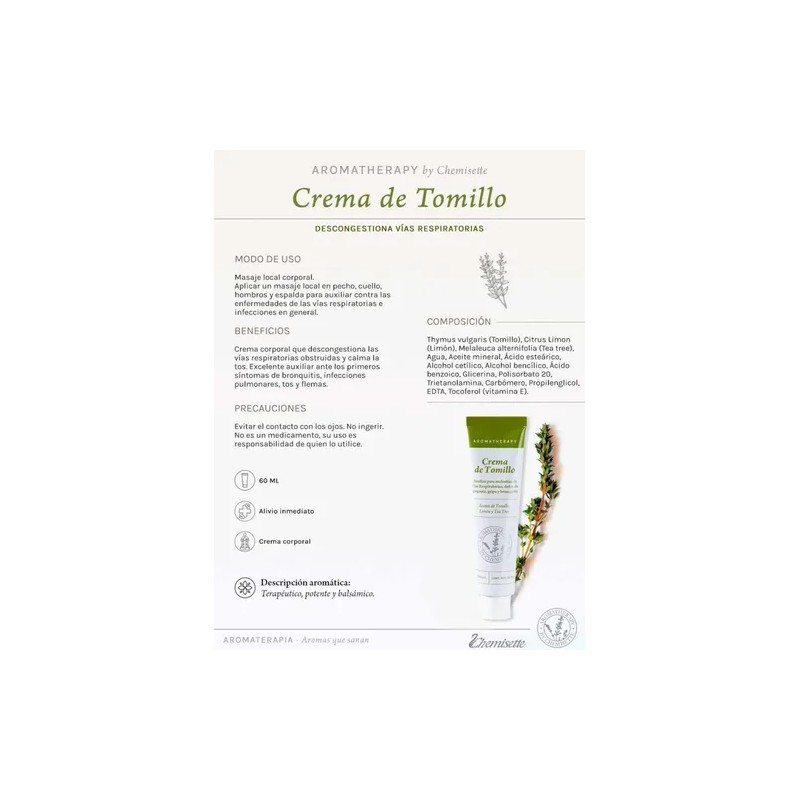 Chemisette, Crema De Tomillo 60ml