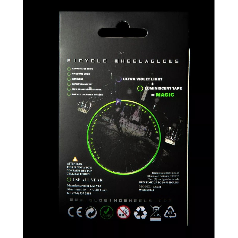 MoonOn Bicycle Luminescent LED UV Light System Rim Wheel Glow