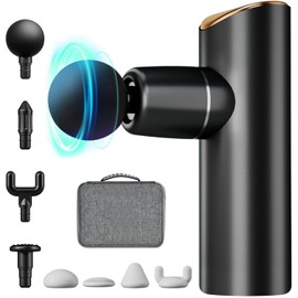 LEERCON Mini Massage Gun,Portable Handheld Deep Tissue Muscle Massager,Full-Metal Travel Massage Gun with 4 Speeds & 8 Massage Heads,for Office,Father, Mother(Black)