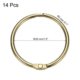 uxcell 14pcs Shower Curtain Rings, 1.5 Inch ID Metal Round Snap Shower Curtain Hooks Glide Smoothly Shower Hooks for Bathroom Shower Curtain Rods, Gold