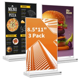 Svalor Pack of 3 A4 Stands, Acrylic Table Stand with Removable Base, T-Stand Advertising Stand for Double-Sided Presentation, Portrait Format Menu Card Holder for Restaurants, Cafe, Exhibitions